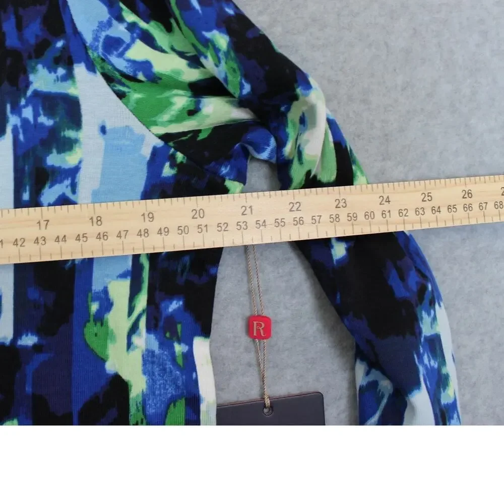 Rafaella Womens Jacket Large Lotus Blossom Print St Tropez Blue‎ NWT
